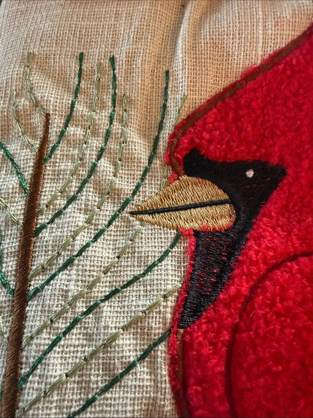 Beautiful Detailed Embroidered Cardinal Holiday Tree Skirt - Christmas Tree